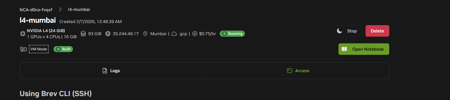 Brev Console Dashboard