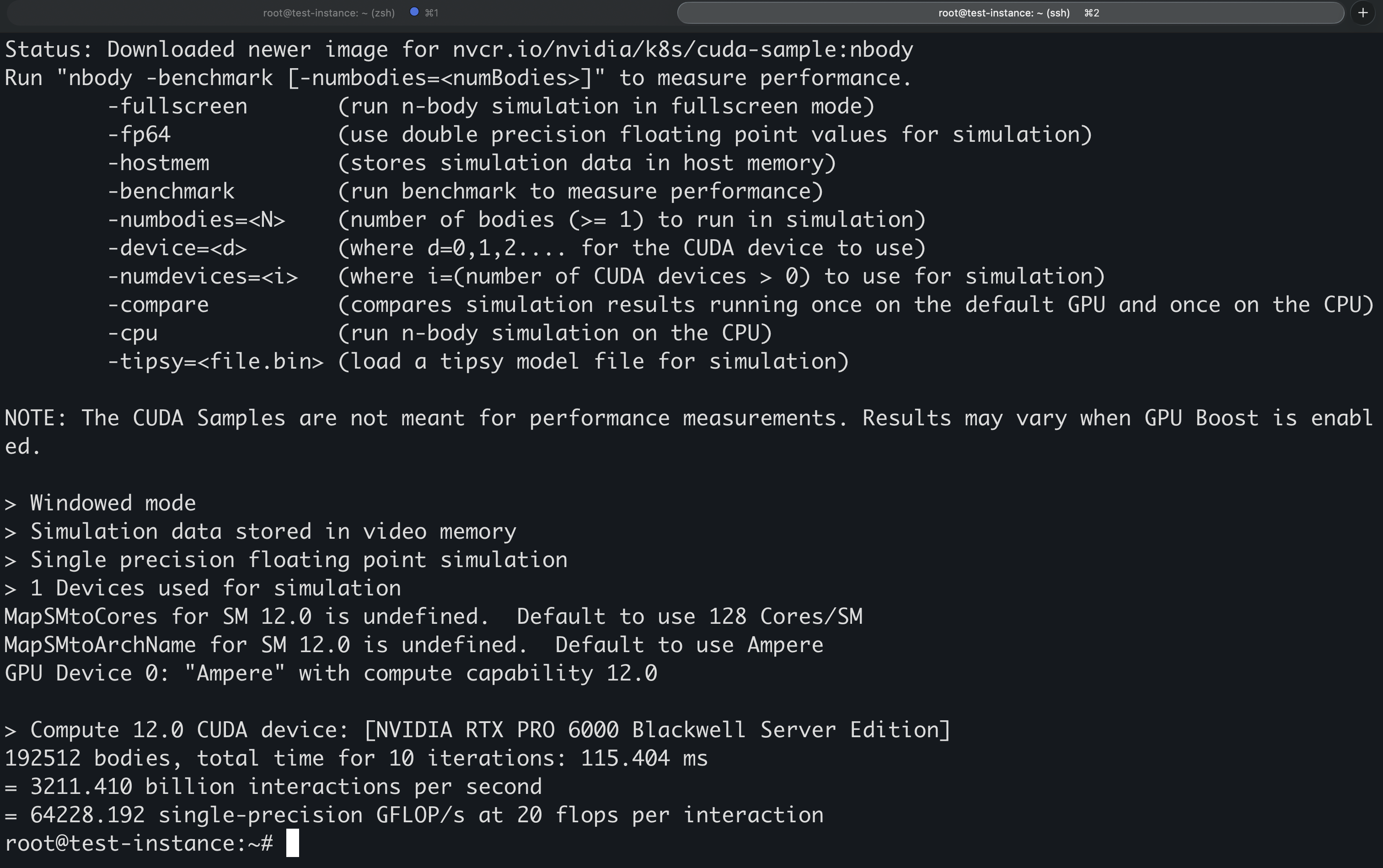 Sample docker benchmark details